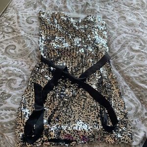 Silver sequin strapless dress